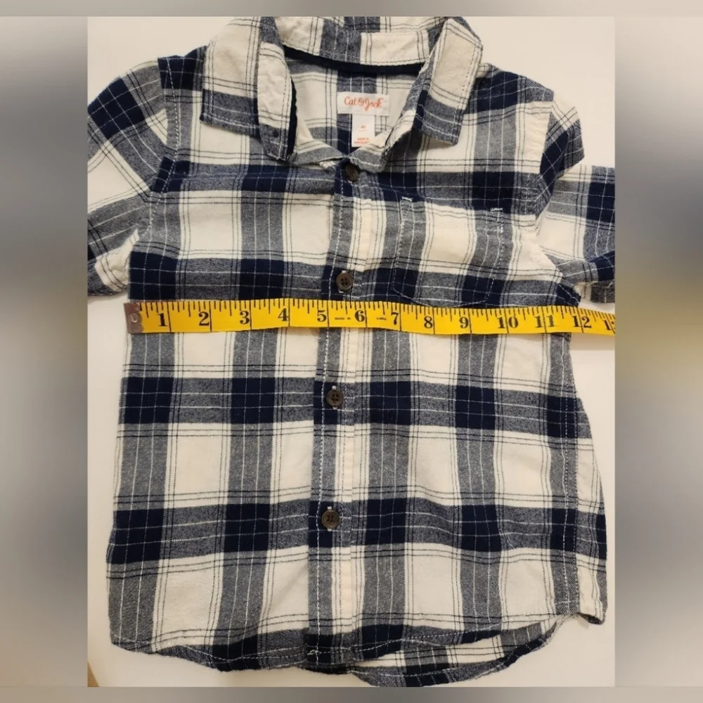 Cat & Jack Toddler Boy fall winter 2 piece outfit jeans and‎ plaid button up 4T